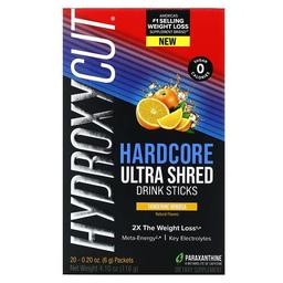 Hydroxycut Hardcore Ultra Shed Drink Sticks Tangerine Mimosa 20 Packets 0 2 Oz 6 G Each