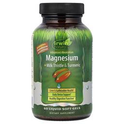 Irwin Naturals Advanced Absorption Magnesium Milk Thistle Turmeric 60 Liquid Soft Gels