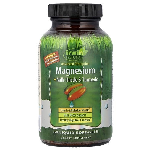 Irwin Naturals Advanced Absorption Magnesium Milk Thistle Turmeric 60 Liquid Soft Gels product image