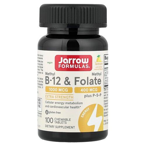 Jarrow Formulas Vegan Methyl B 12 Methyl Folate Lemon 100 Chewable Tablets product image