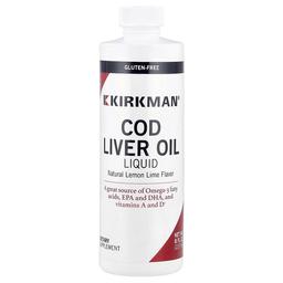 Kirkman Labs Cod Liver Oil Liquid Natural Lemon Lime 8 Fl Oz 237 Ml