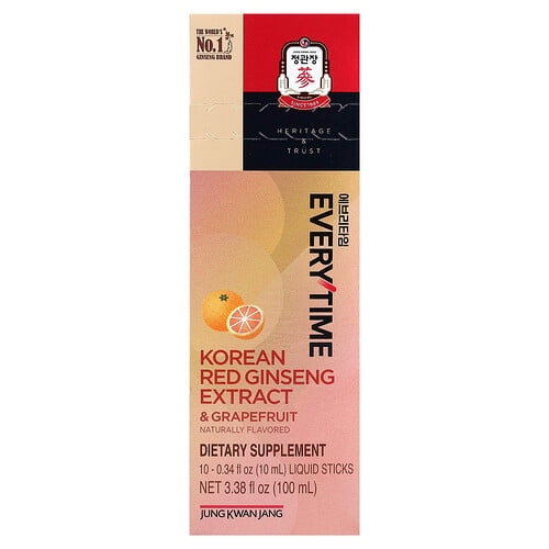 Jungkwanjang Korean Red Ginseng Extract Everytime Grapefruit 10 Sticks 0 34 Fl Oz 10 Ml Each product image