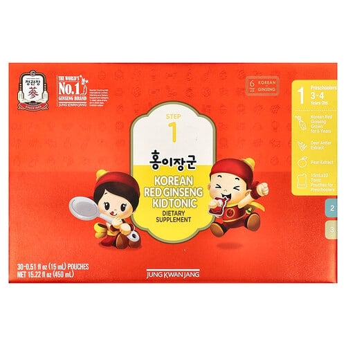 Jungkwanjang Korean Red Ginseng Kid Tonic Step 1 3 4 Years Old 30 Pouches 0 51 Fl Oz 15 Ml product image