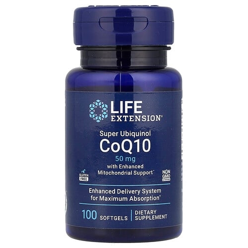 Life Extension Super Ubiquinol Coq10 With Enhanced Mitochondrial Support 50 Mg 100 Softgels product image