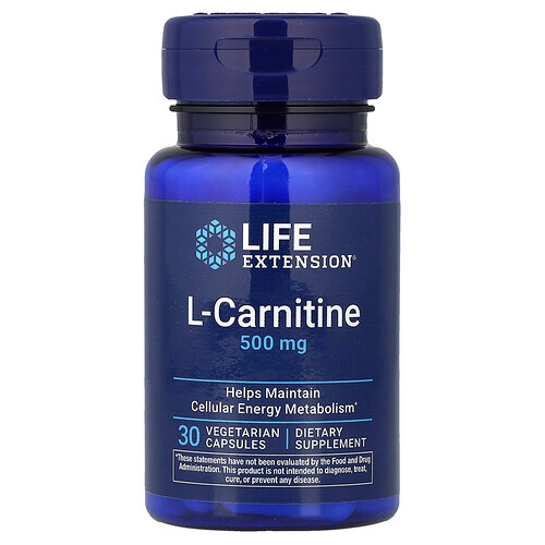 Life Extension L Carnitine 500 Mg 30 Vegetarian Capsules product image