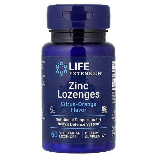 Life Extension Zinc Lozenges Citrus Orange 60 Vegetarian Lozenges 18 75 Mg Per Lozenge product image