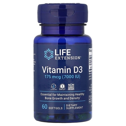 Life Extension Vitamin D3 175 Mcg 7 000 Iu 60 Softgels product image