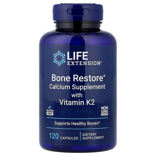 Life Extension Bone Restore Calcium Supplement With Vitamin K2 120 Capsules product image