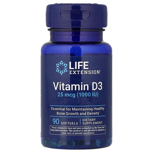 Life Extension Vitamin D3 25 Mcg 1 000 Iu 90 Softgels product image