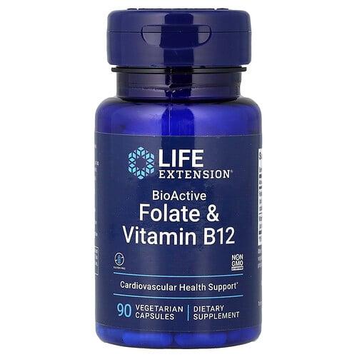 Life Extension Bioactive Folate Vitamin B12 90 Vegetarian Capsules product image