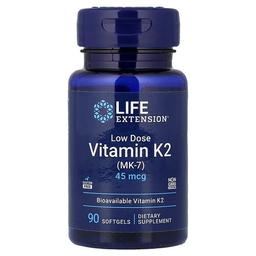 Life Extension Low Dose Vitamin K2 Mk 7 45 Mcg 90 Softgels