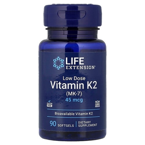Life Extension Low Dose Vitamin K2 Mk 7 45 Mcg 90 Softgels product image