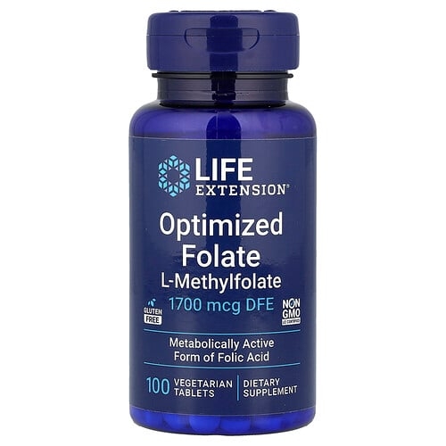 Life Extension Optimized Folate 1 700 Mcg Dfe 100 Vegetarian Tablets product image