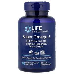 Life Extension Super Omega 3 Epa Dha Fish Oil Sesame Lignans Olive Extract 60 Enteric Coated Softgels