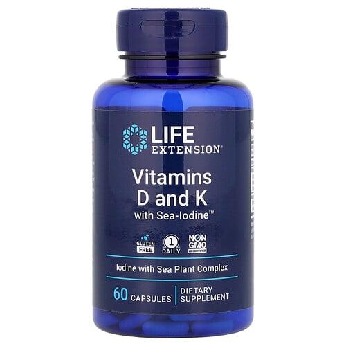 Life Extension Vitamins D And K With Sea Iodine 60 Capsules product image