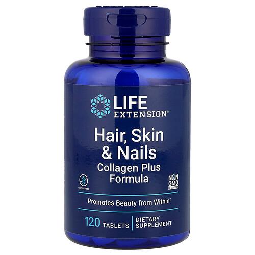 Life Extension Hair Skin Nails Collagen Plus Formula 120 Tablets product image
