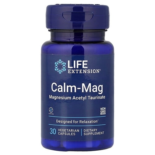 Life Extension Calm Mag Magnesium Acetyl Taurinate 30 Vegetarian Capsules product image
