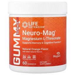 Life Extension Neuro Mag Magnesium L Threonate Natural Orange 60 Gummies 36 Mg Per Gummy