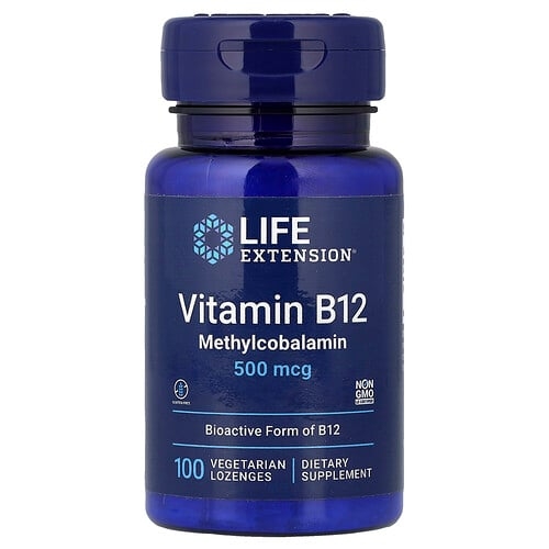 Life Extension Vitamin B12 Methylcobalamin 500 Mcg 100 Vegetarian Lozenges product image
