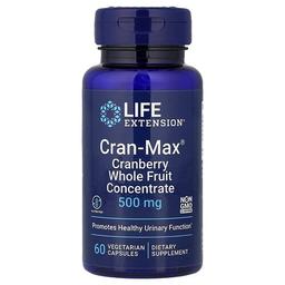 Life Extension Cran Max Cranberry Whole Fruit Concentrate 500 Mg 60 Vegetarian Capsules