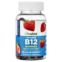 Lifeable Vitamin B12 Gummies Sugar Free Strawberry 60 Gummies 500 Mcg Per Gummy