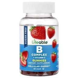 Lifeable B Complex Vitamin C Gummies Sugar Free Strawberry 60 Gummies