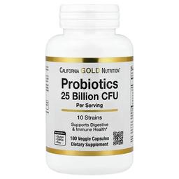 California Gold Nutrition Probiotics With Lactobacillus Acidophilus Bifidobacterium Lactis Lactobacillus Plantarum And Lactobacillus Casei 10 Strain Blend 25 Billion Cfu 180 Veggie Capsules