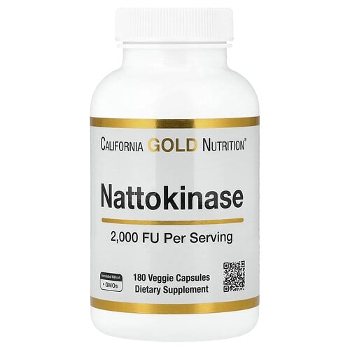 California Gold Nutrition Nattokinase Proteolytic Enzyme 2 000 Fu 180 Veggie Capsules product image