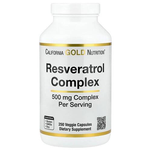California Gold Nutrition Resveratrol Complex With Grape Seed Extract Red Wine Extract And Trans Resveratrol 250 Veggie Capsules product image