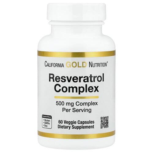 California Gold Nutrition Resveratrol Complex With Grape Seed Extract Red Wine Extract And Trans Resveratrol 60 Veggie Capsules product image