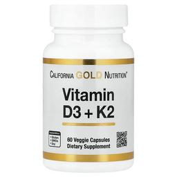California Gold Nutrition Vitamin D3 K2 60 Veggie Capsules