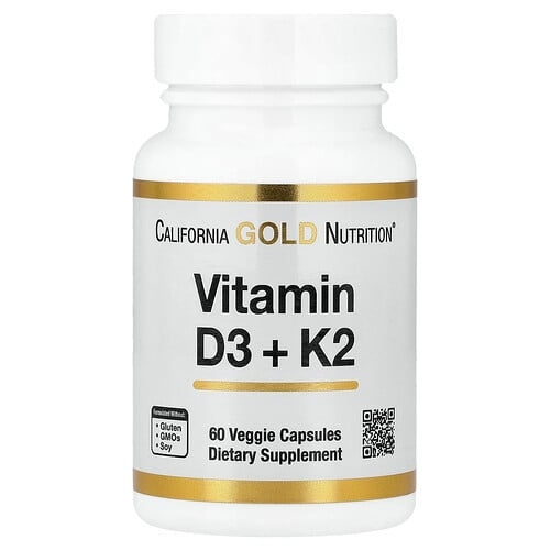 California Gold Nutrition Vitamin D3 K2 60 Veggie Capsules product image