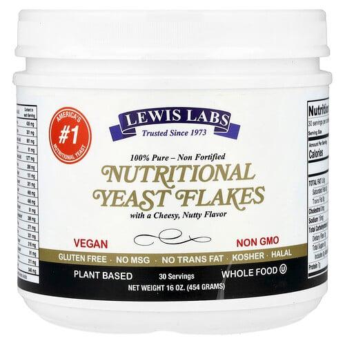 Lewis Labs Nutritional Yeast Flakes Cheesy Nutty 16 Oz 454 G