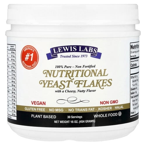 Lewis Labs Nutritional Yeast Flakes Cheesy Nutty 16 Oz 454 G product image
