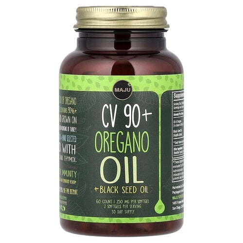 Maju Superfoods Cv 90 Oregano Oil Black Seed Oil 60 Softgels product image