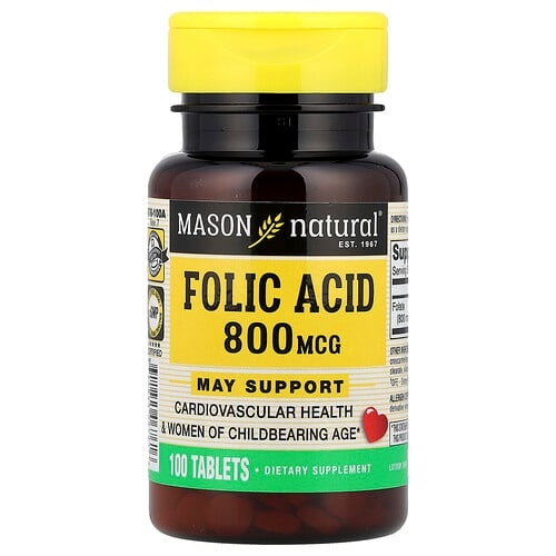Mason Natural Folic Acid 800 Mcg 100 Tablets product image