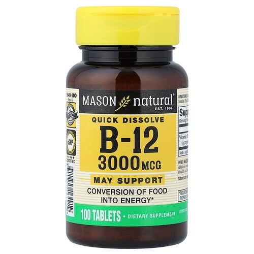 Mason Natural Quick Dissolve Vitamin B 12 3 000 Mcg 100 Tablets product image