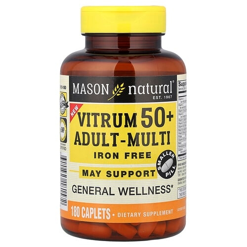 Mason Natural Vitrum 50 Adult Multi Iron Free 180 Caplets product image