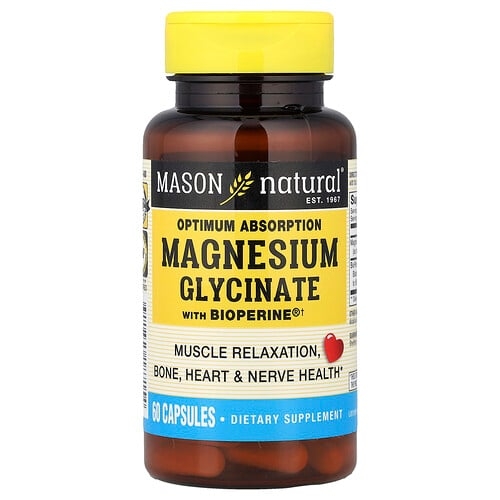 Mason Natural Optimum Absorption Magnesium Glycinate With Bioperine 60 Capsules product image