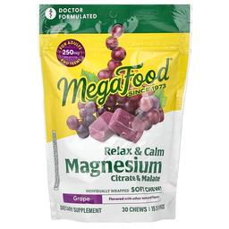 Megafood Magnesium Citrate Malate Grape 30 Individually Wrapped Soft Chews 125 Mg Per Chew