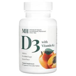 Michael S Health D3 With Vitamin K2 Apricot 90 Vegetarian Chewable Tablets