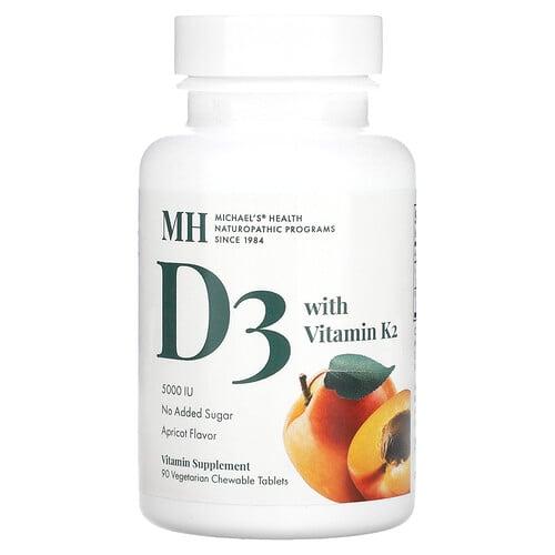 Michael S Health D3 With Vitamin K2 Apricot 90 Vegetarian Chewable Tablets product image