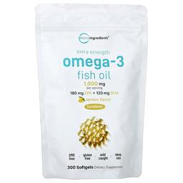 Micro Ingredients Omega 3 Fish Oil Lemon 300 Softgels 500 Mg Per Softgel