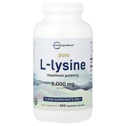 Micro Ingredients Pure L Lysine Maximum Potency 300 Vegetarian Capsules 500 Mg Per Capsule