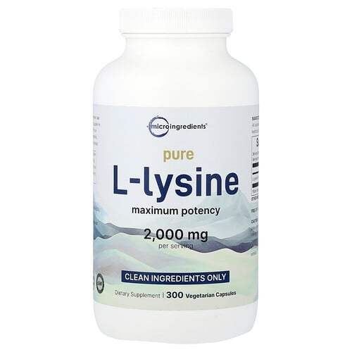 Micro Ingredients Pure L Lysine Maximum Potency 300 Vegetarian Capsules 500 Mg Per Capsule product image