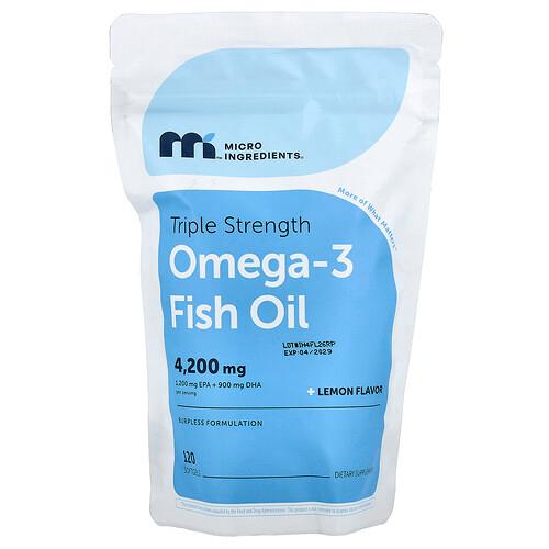 Micro Ingredients Omega 3 Fish Oil Triple Strength Lemon 120 Softgels 1 400 Mg Per Softgel product image