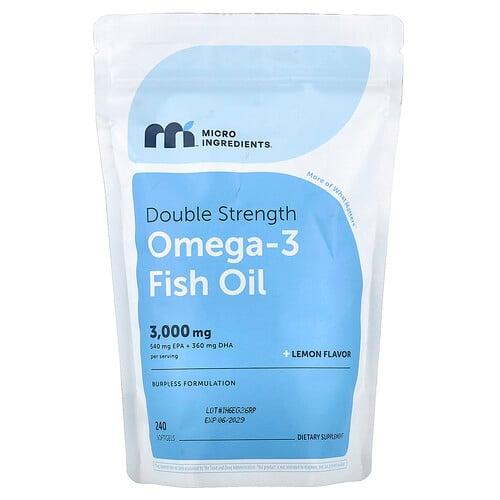 Micro Ingredients Omega 3 Fish Oil Lemon 240 Softgels 1 000 Mg Per Softgel product image