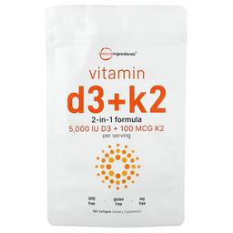 Micro Ingredients Vitamin D3 K2 180 Softgels