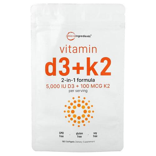 Micro Ingredients Vitamin D3 K2 180 Softgels product image