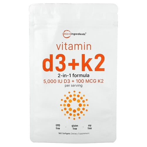 Micro Ingredients Vitamin D3 K2 180 Softgels product image